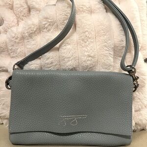 NWOT Joey James Pebbled Leather Crossbody in dusty turquoise